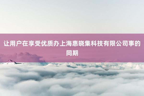 让用户在享受优质办上海惠晓集科技有限公司事的同期