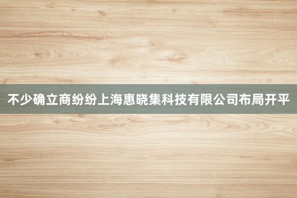 不少确立商纷纷上海惠晓集科技有限公司布局开平