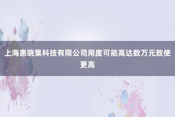 上海惠晓集科技有限公司用度可能高达数万元致使更高